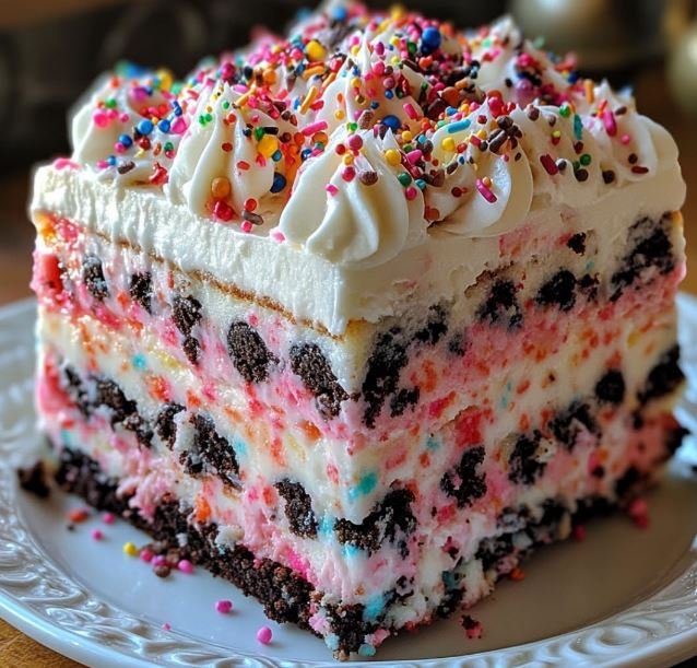 No-Bake Funfetti Oreo Icebox Cake