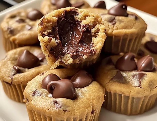 Peanut Butter Stuffed Chocolate Chip Cookie Cups